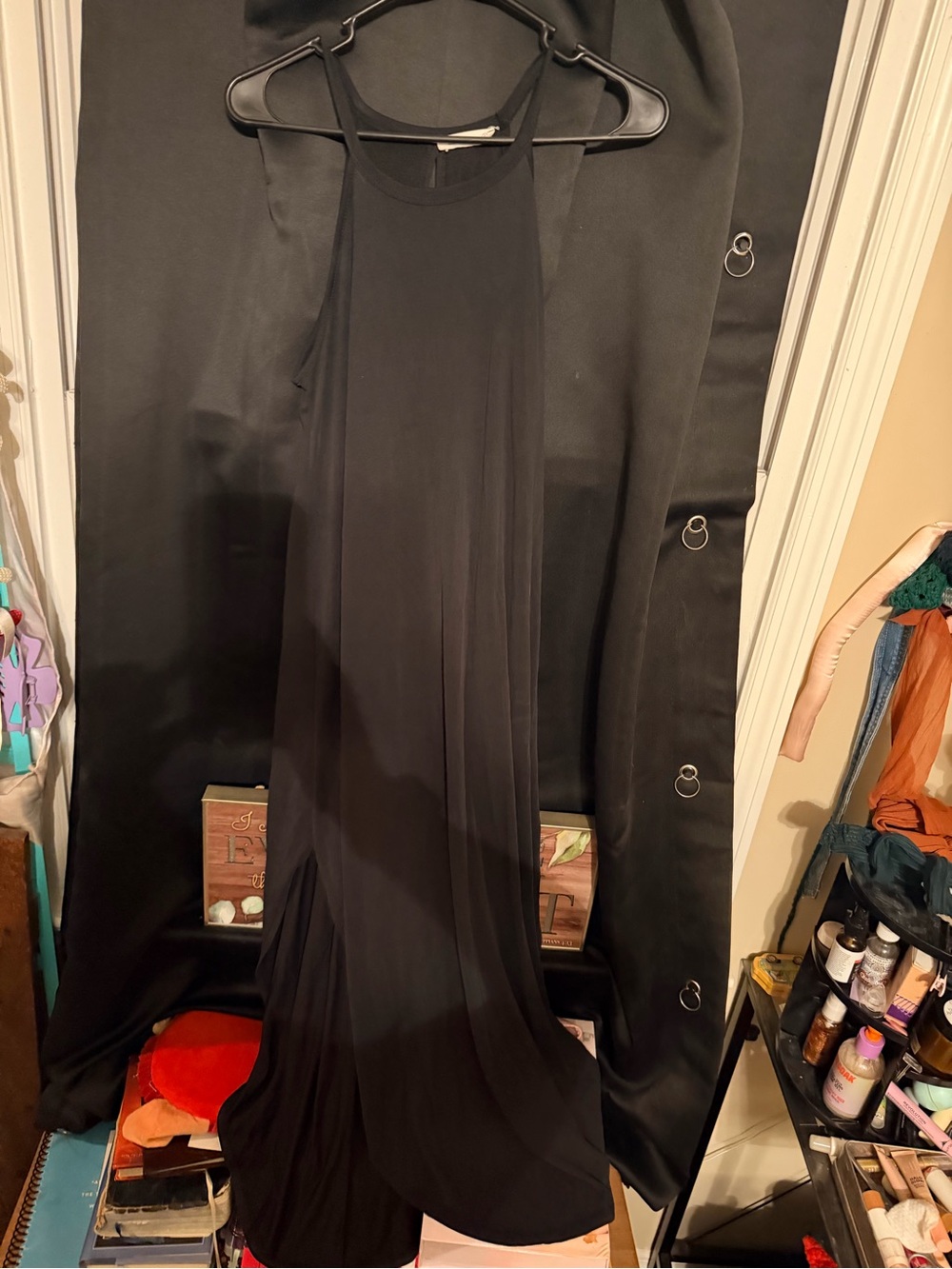 Women's Black Maxi Dress - Sleeveless Halter Style